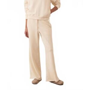 NEW MARINE LAYER cece cloud 9 fleece wide leg sweatpants in antique white